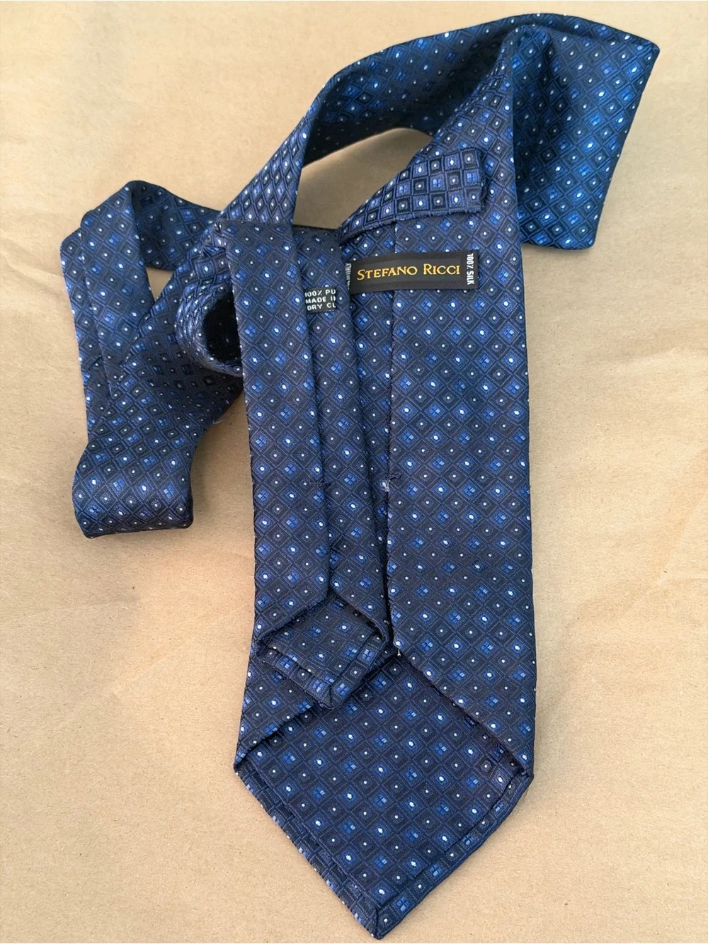 Stefano Ricci Navy Blue Geometric Silk Tie
